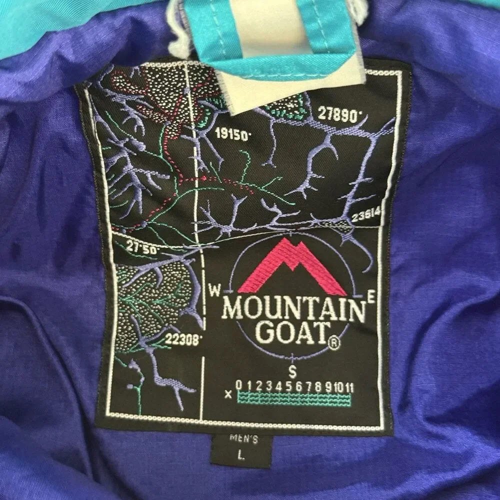 Vintage Mountain Goat Pullover Ski Jacket Men Large 90s Blue Retro Snowboard